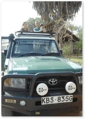 Safari Land Cruiser parked beneath trees