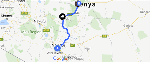 Map Nairobi to Ol Pejeta