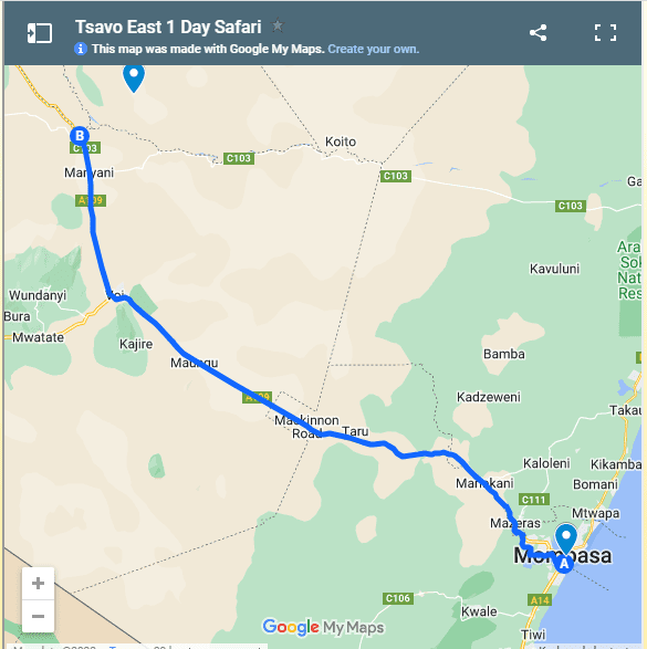 Tsavo East National Park 1 Day Group joining safari Aether safari collection
