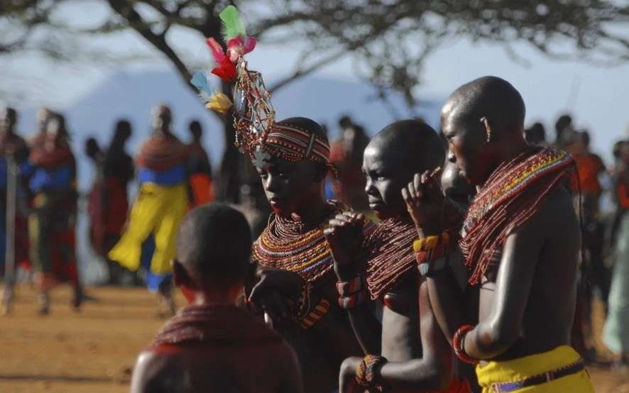Maasai at a tribal gathering as seen on a safari with Aether safari collection